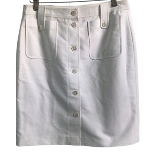 Ralph Lauren Black Label White Cotton Button Down Skirt Size 8